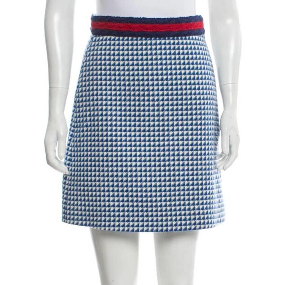 GUCCI Blue Wool Mini A-Line Skirt